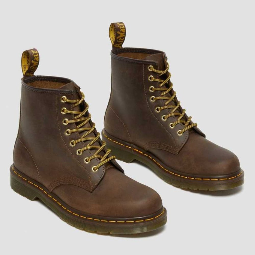 DR MARTENS 1460 CRAZY HORSE LEATHER LACE UP BOOTS
